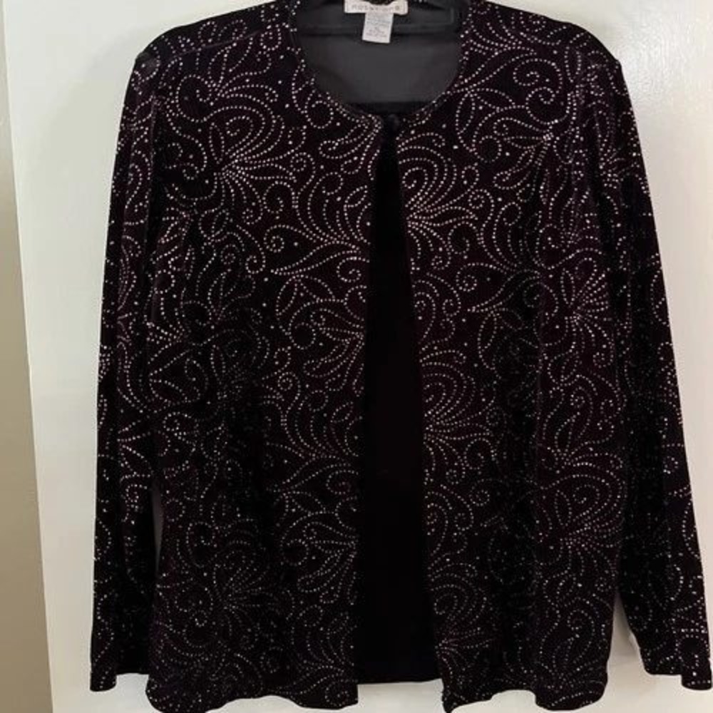 Notations Woman 1X Velvet Burnout Paisley Twinset Cardigan‎ Tank Top